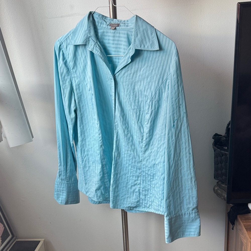 Ann Taylor Aqua Striped Blouse